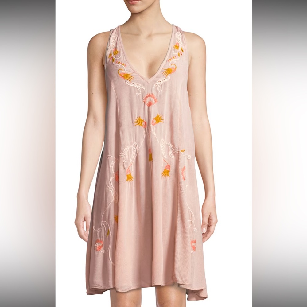Free People Adelaide festival slip dress Blush XS NWOT - Picture 5 of 16